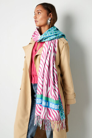 kleurrijke sjaal in a good mood - roze-groen h5 Afbeelding2